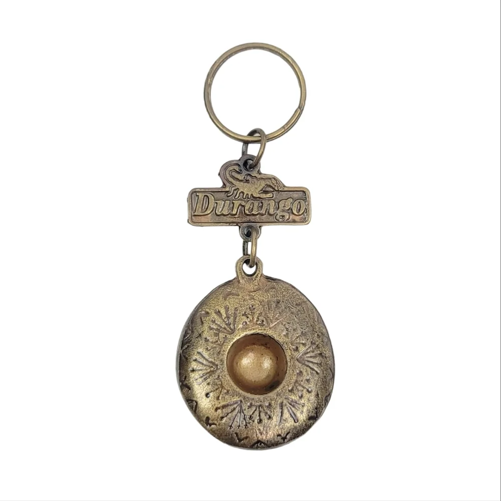 Durango Keychain Scorpion Sombrero Hat Gold Brass Metal Home Western Cowboy